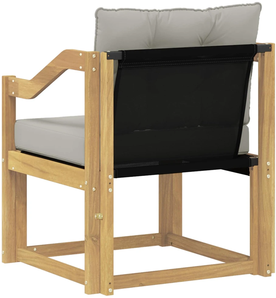 Lauko sofa Kietos akacijos mediena Balta ir šviesiai pilka