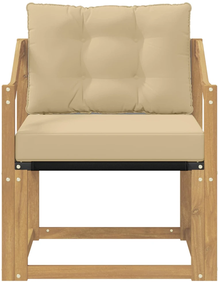 Lauko sofa Kietos akacijos mediena Balta ir smėlio