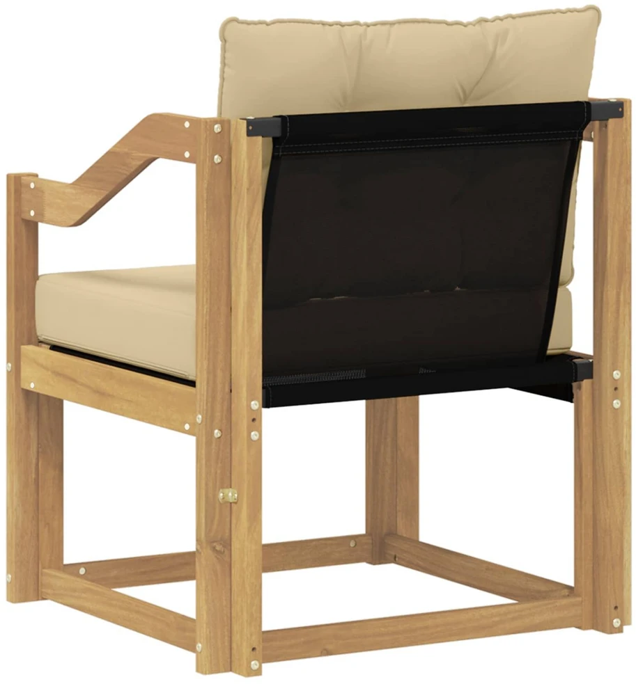 Lauko sofa Kietos akacijos mediena Balta ir smėlio