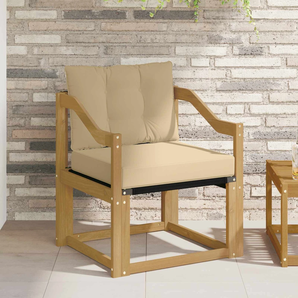 Lauko sofa Kietos akacijos mediena Balta ir smėlio