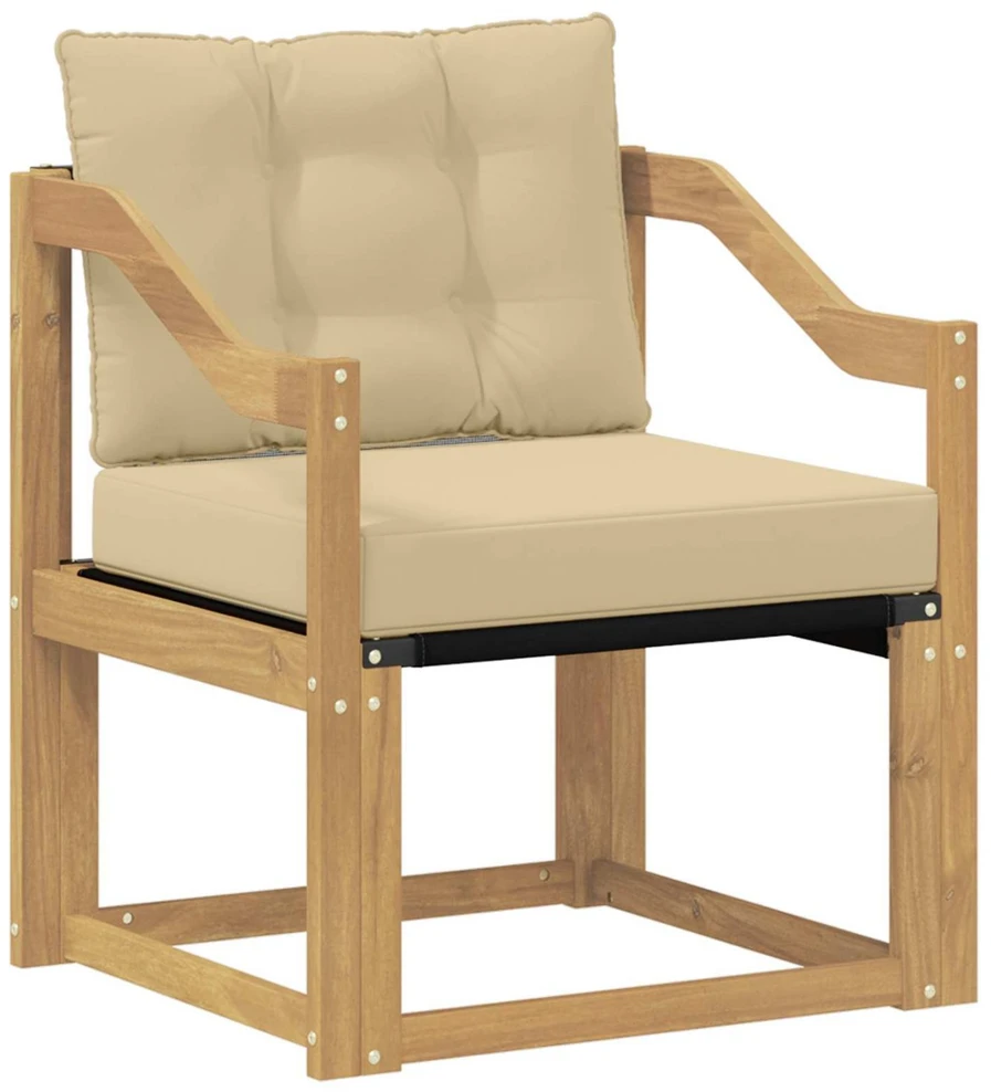 Lauko sofa Kietos akacijos mediena Balta ir smėlio