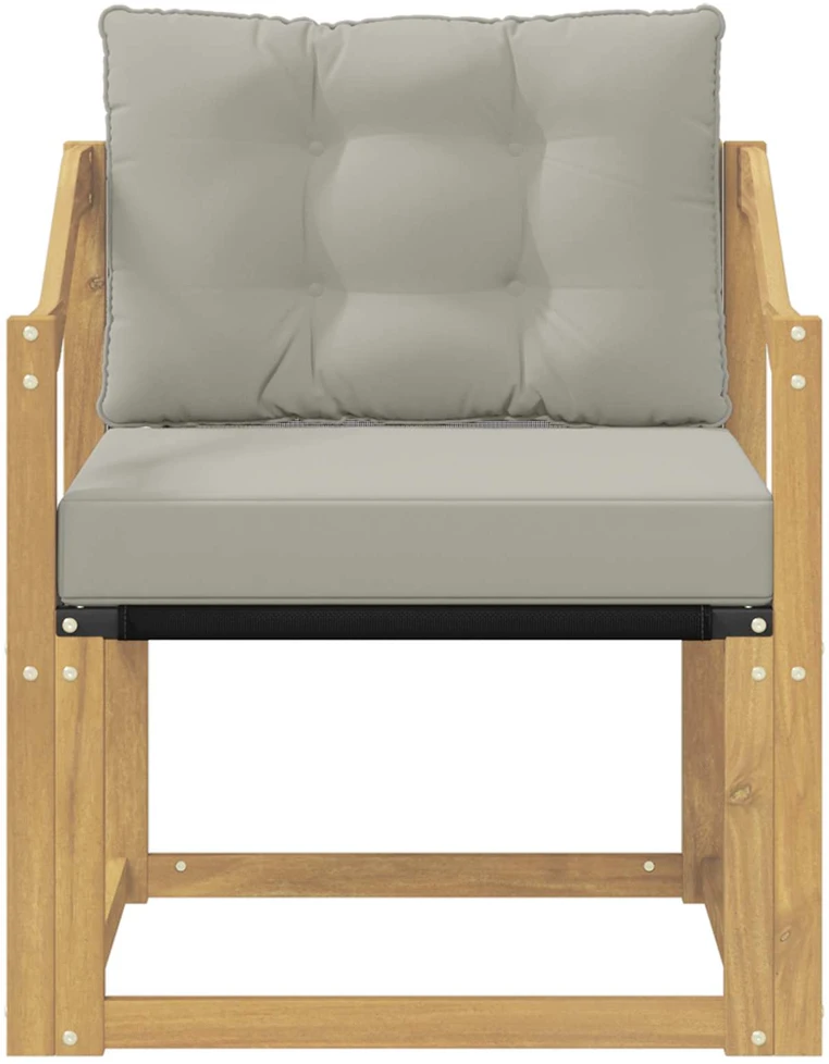 Lauko sofa Kietos akacijos mediena Balta ir šviesiai pilka