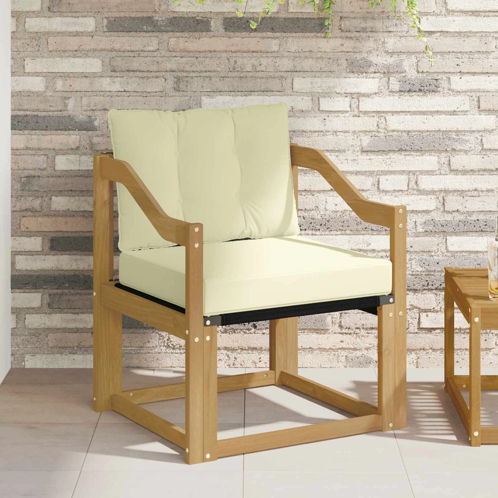 Lauko sofa Kietos akacijos mediena Balta ir kreminė