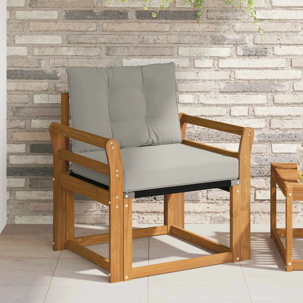Lauko sofa Kietos akacijos mediena Natūrali ir šviesiai pilka