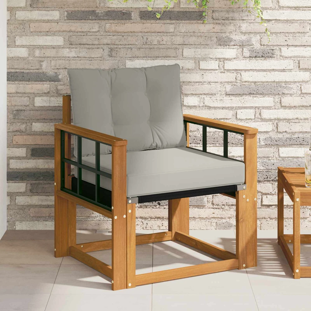 Lauko sofa Kietos akacijos mediena Natūrali ir šviesiai pilka