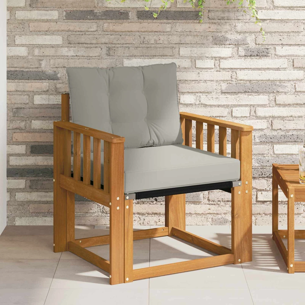 Lauko sofa Kietos akacijos mediena Natūrali ir šviesiai pilka