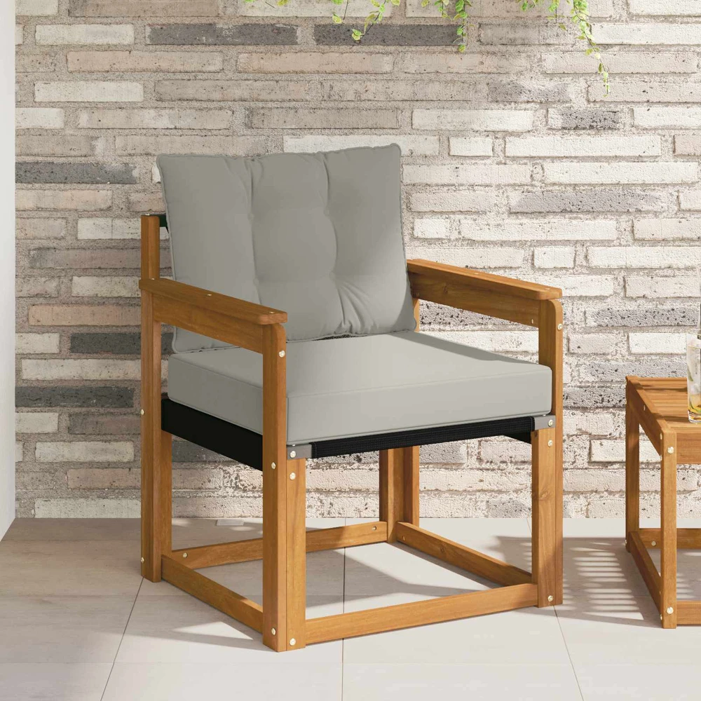 Lauko sofa Kietos akacijos mediena Natūrali ir šviesiai pilka
