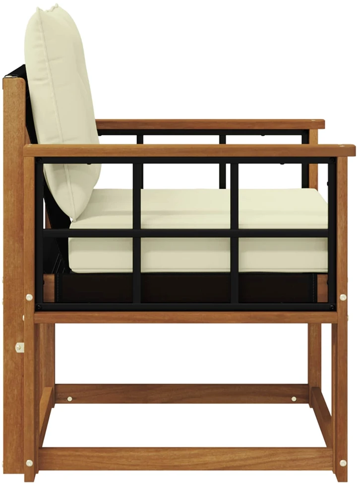 Lauko sofa Kietos akacijos mediena Natūralus ir grietinėlė