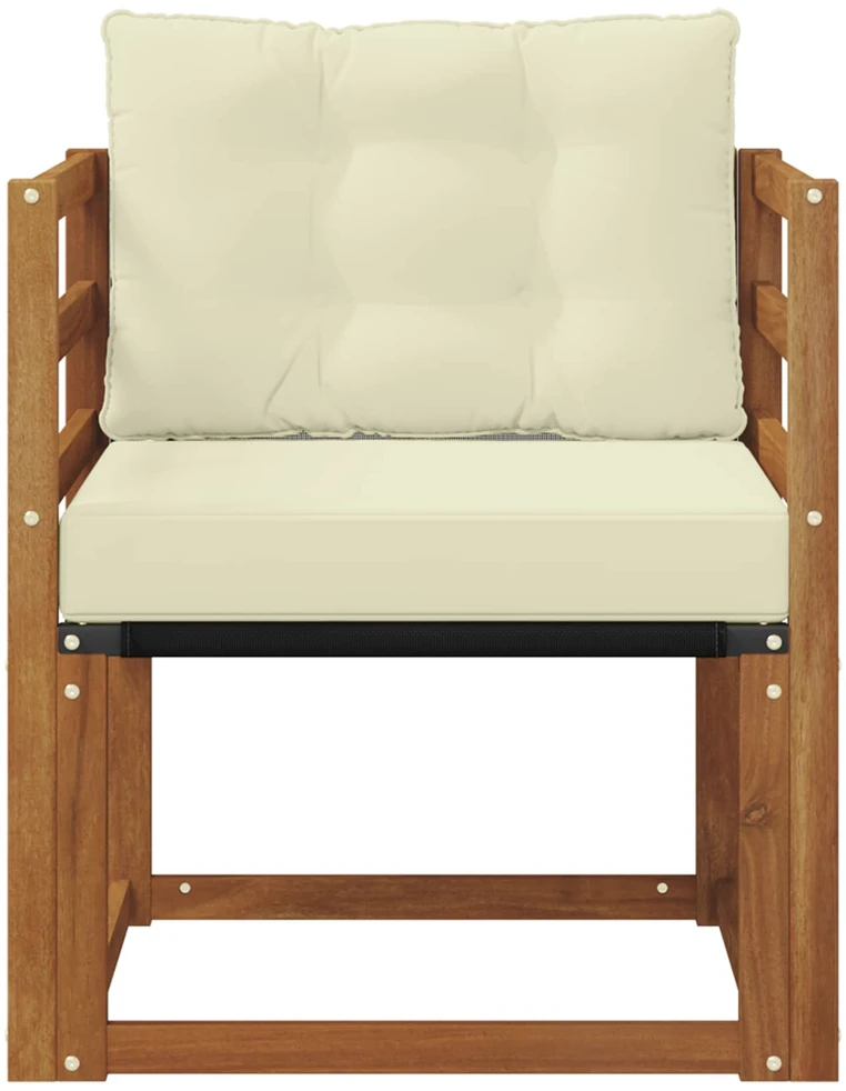 Lauko sofa Kietos akacijos mediena Natūralus ir grietinėlė