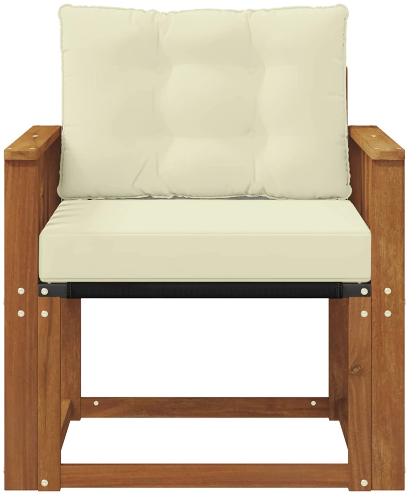 Lauko sofa Kietos akacijos mediena Natūralus ir grietinėlė