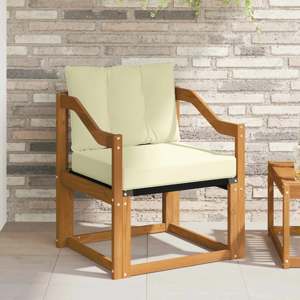Lauko sofa Kietos akacijos mediena Natūralus ir grietinėlė