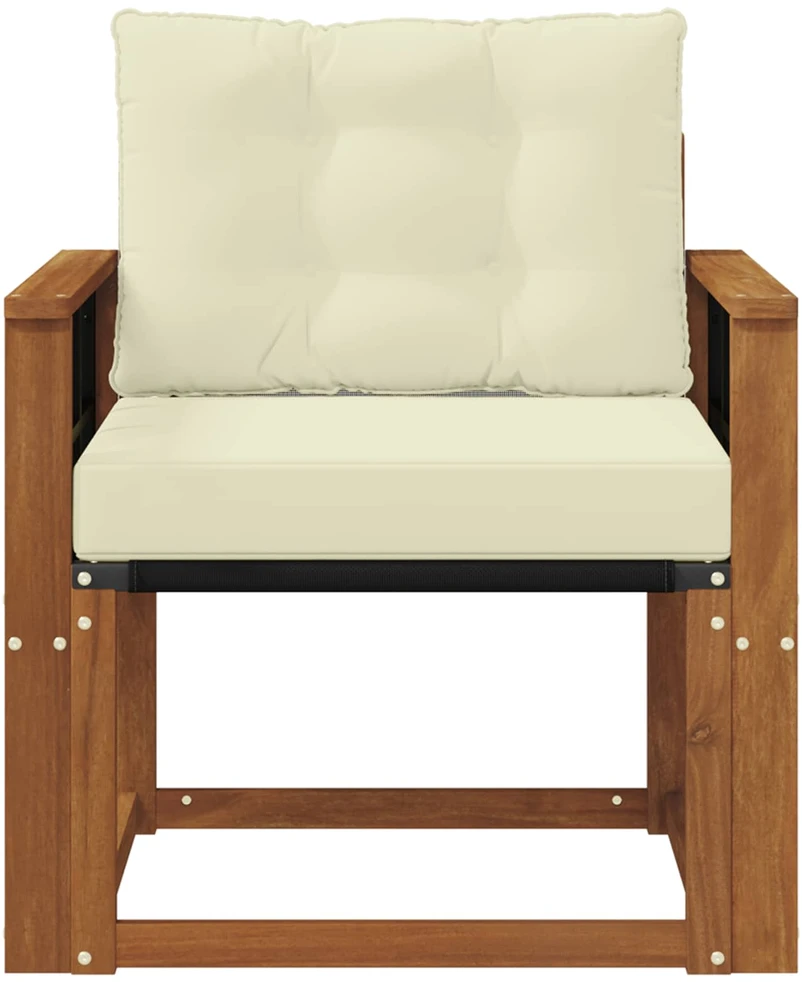 Lauko sofa Kietos akacijos mediena Natūralus ir grietinėlė