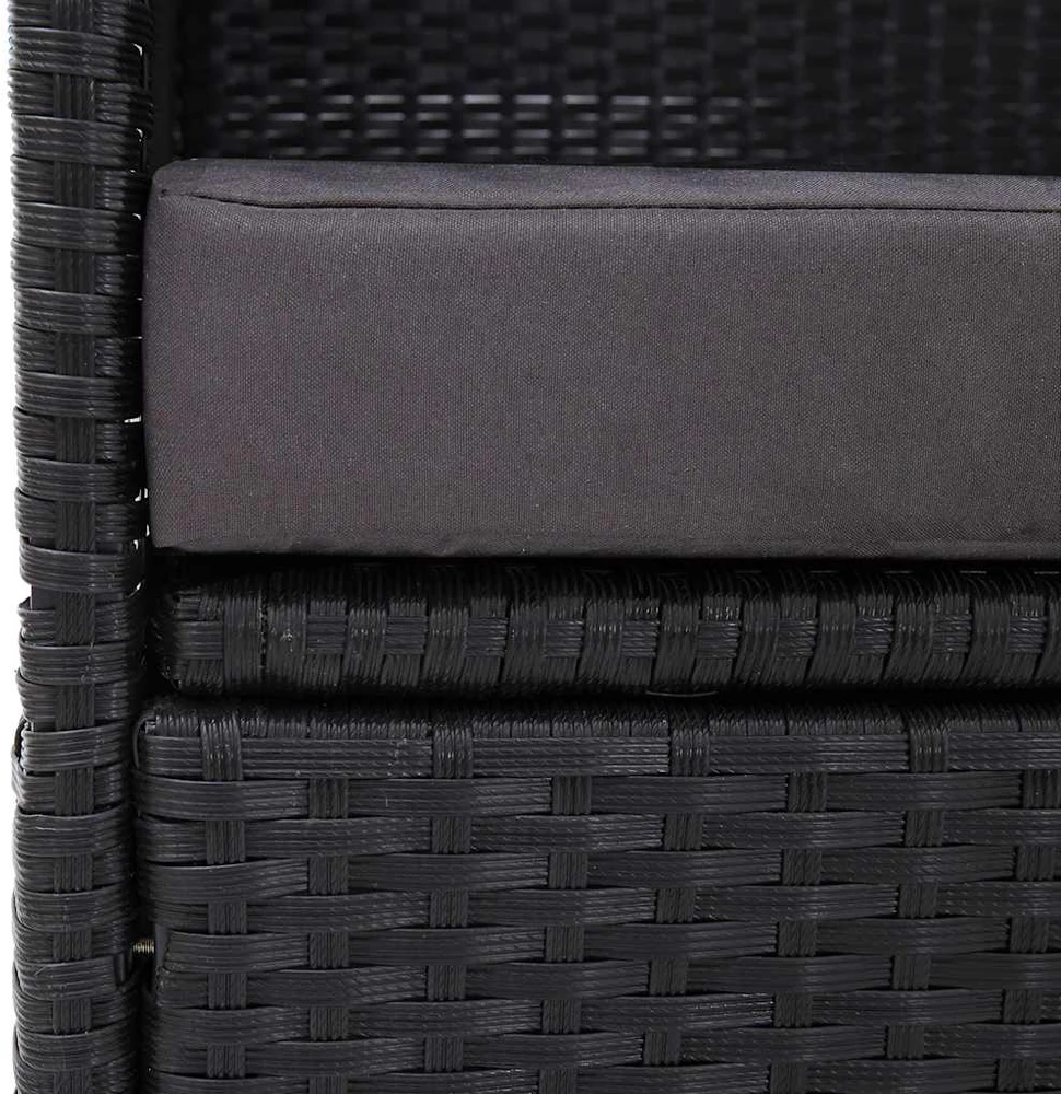 Lauko sofa-lova su stogeliu, juodos spalvos, poliratanas