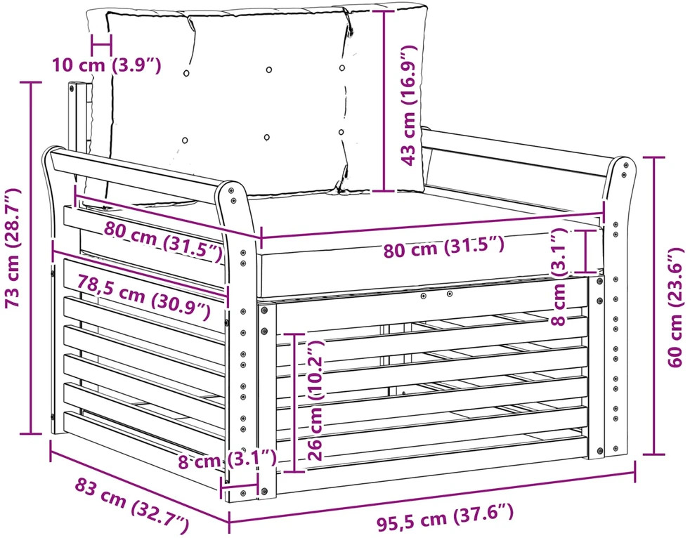 Lauko sofa Poliesteris Balta