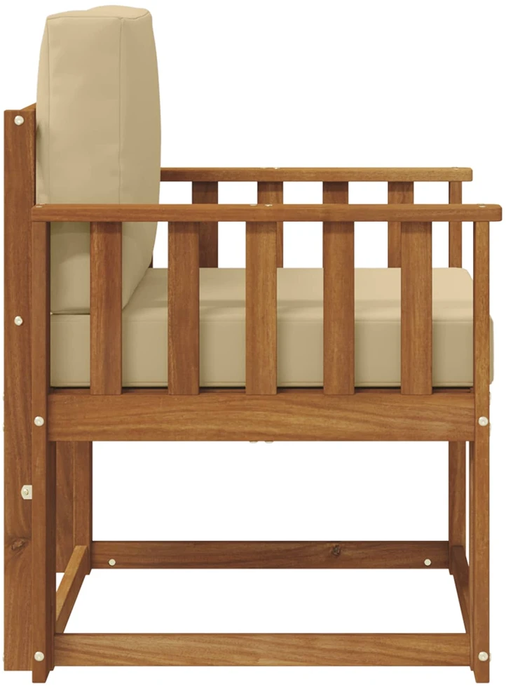 Lauko sofa Tvirta akacijos mediena ir poliesteris Natūrali