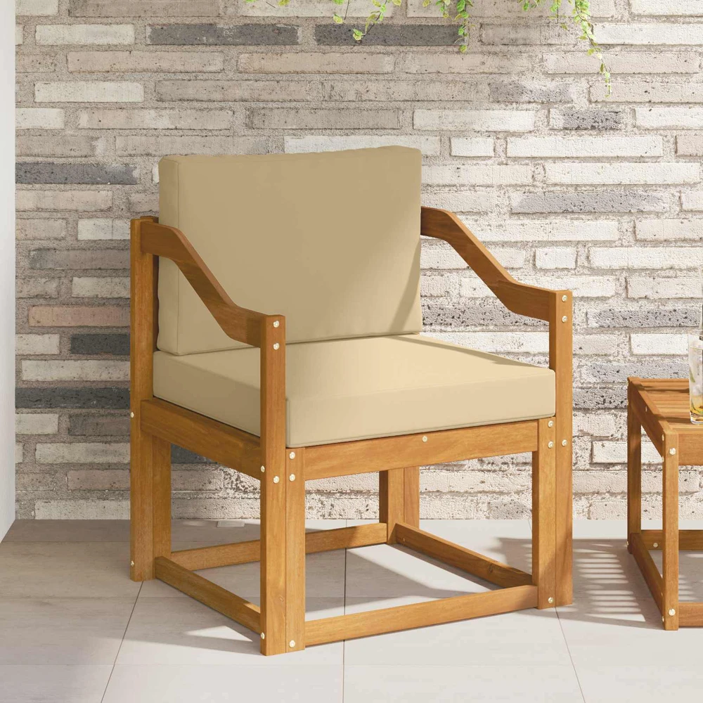 Lauko sofa Tvirta akacijos mediena ir poliesteris Natūrali