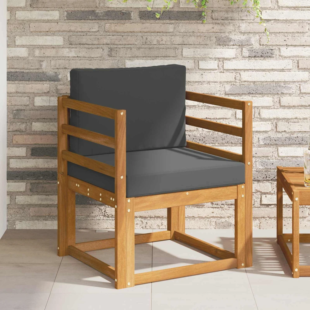 Lauko sofa Tvirta akacijos mediena ir poliesteris Natūrali