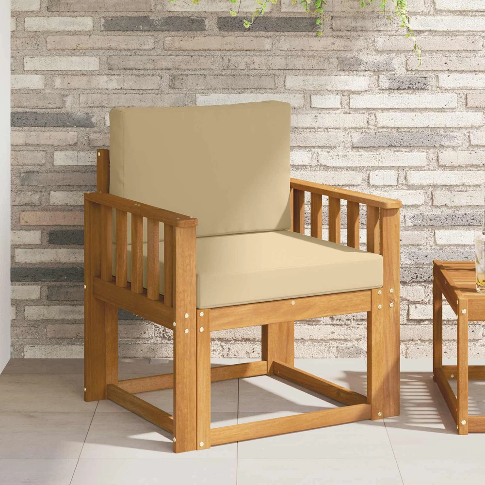 Lauko sofa Tvirta akacijos mediena ir poliesteris Natūrali