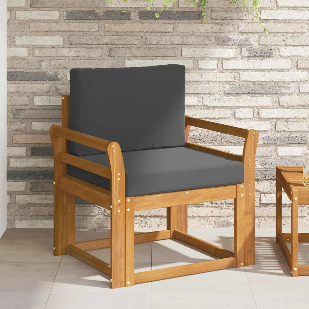 Lauko sofa Tvirta akacijos mediena ir poliesteris Natūrali