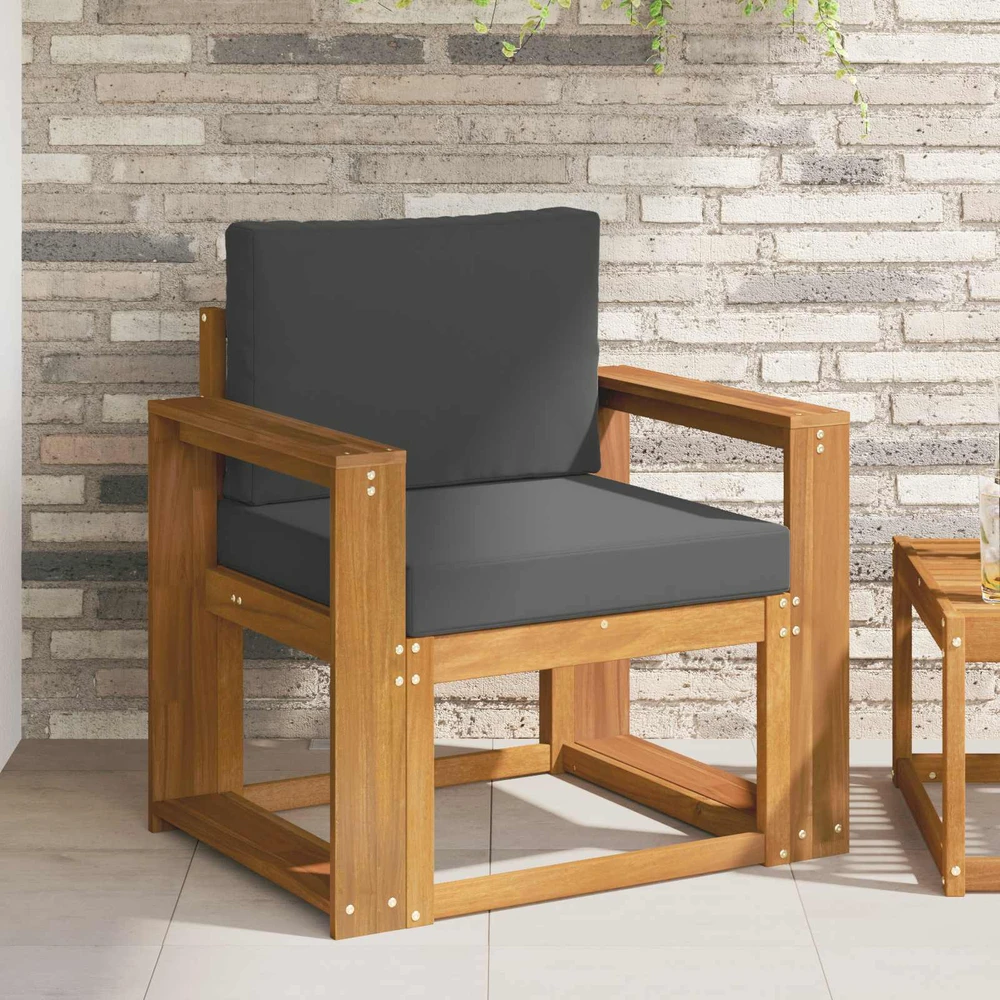 Lauko sofa Tvirta akacijos mediena ir poliesteris Natūrali