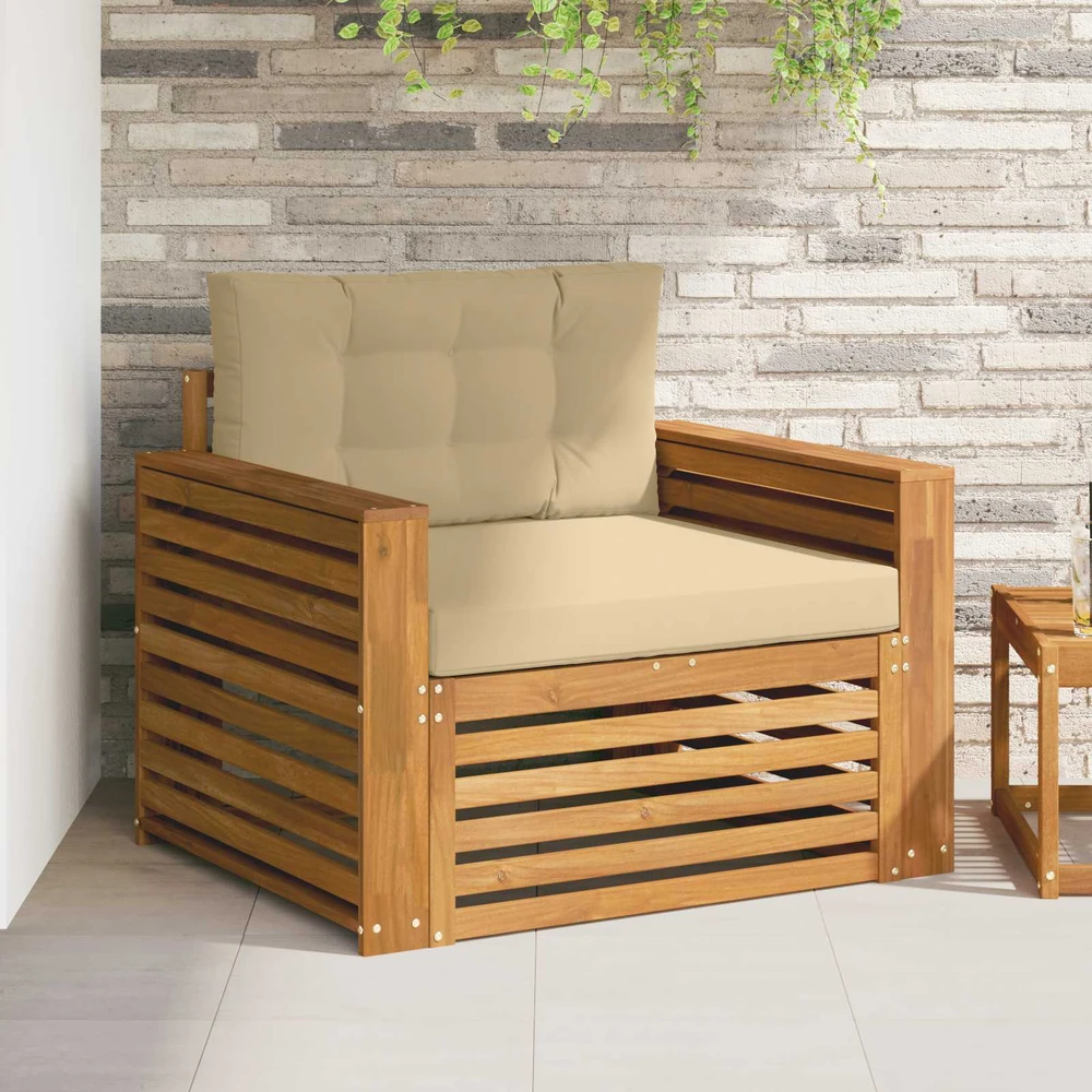 Lauko sofa Tvirta akacijos mediena ir poliesteris