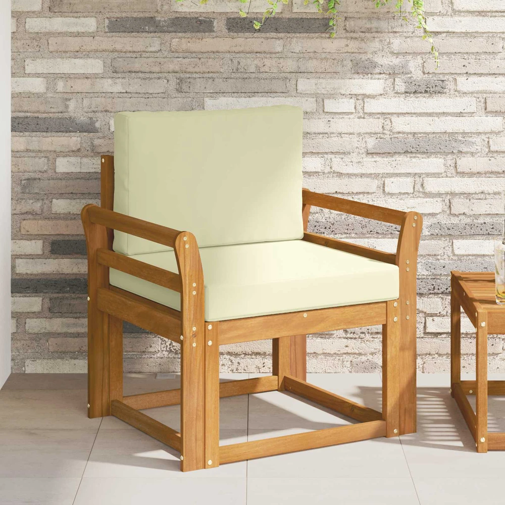 Lauko sofa Tvirta akacijos mediena ir poliesteris Natūrali