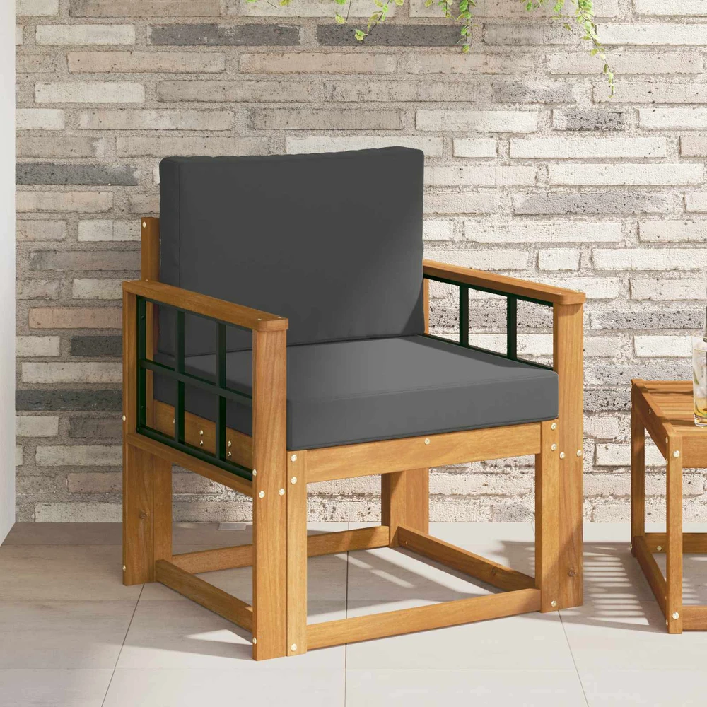 Lauko sofa Tvirta akacijos mediena ir poliesteris Natūrali
