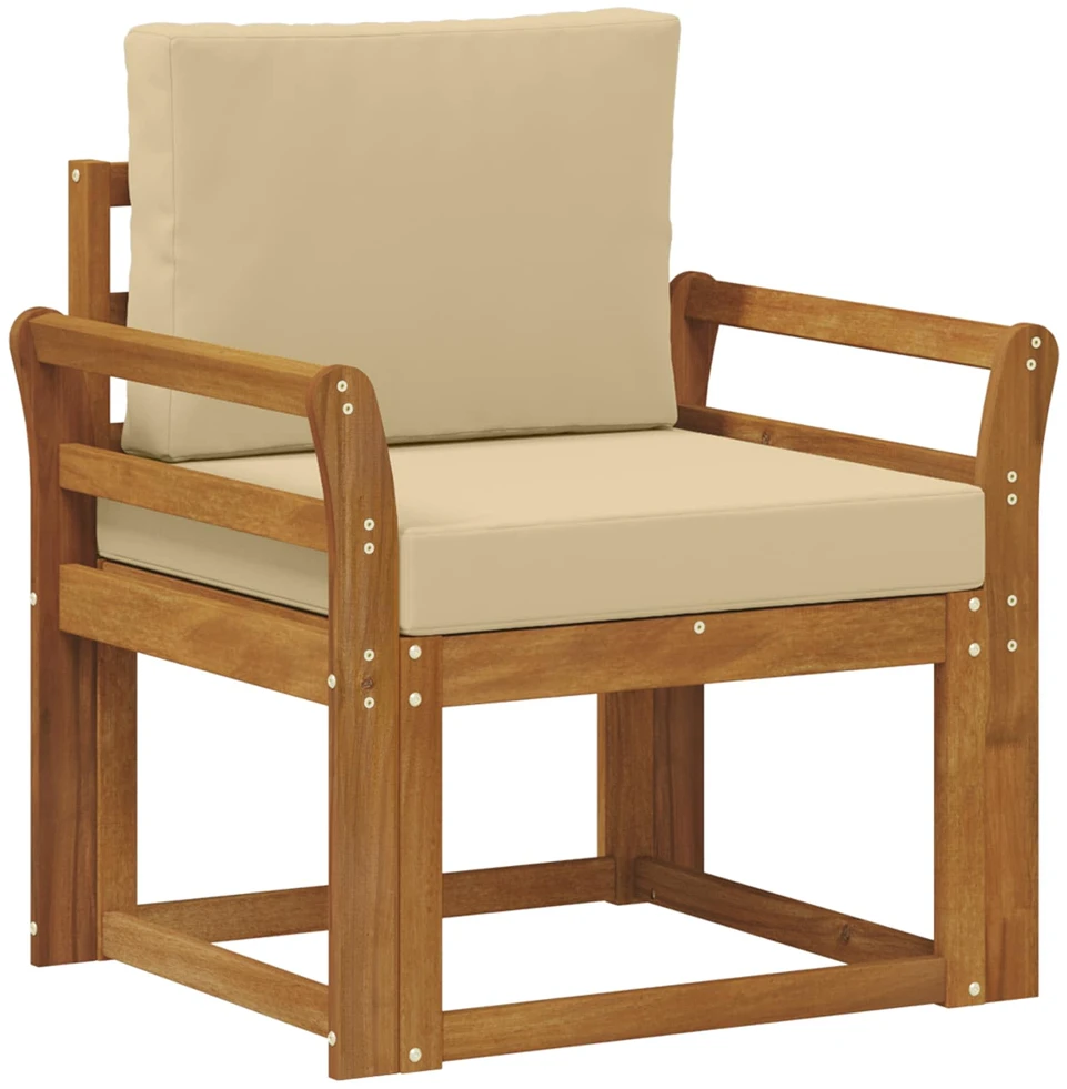 Lauko sofa Tvirta akacijos mediena ir poliesteris Natūrali