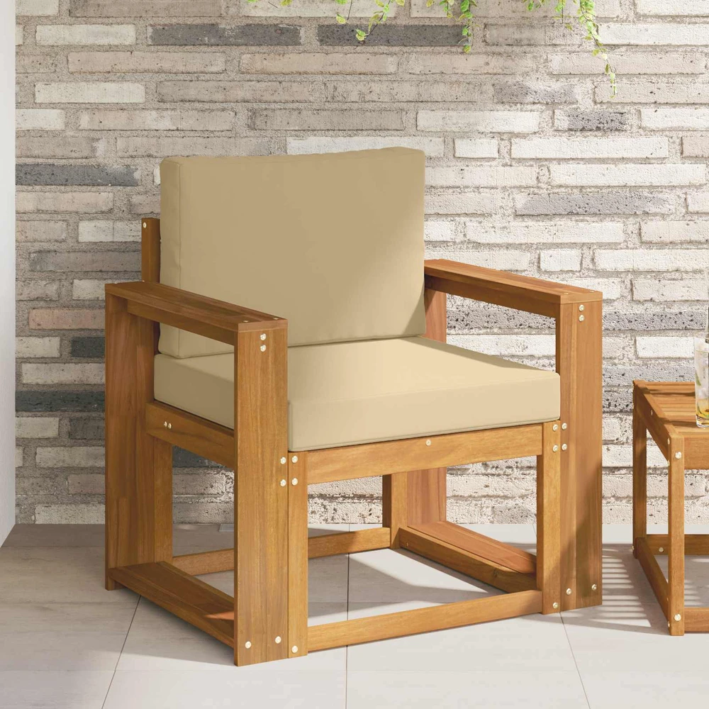 Lauko sofa Tvirta akacijos mediena ir poliesteris Natūrali