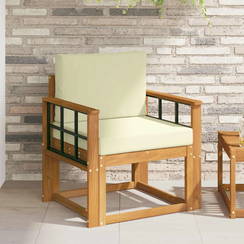 Lauko sofa Tvirta akacijos mediena ir poliesteris Natūrali