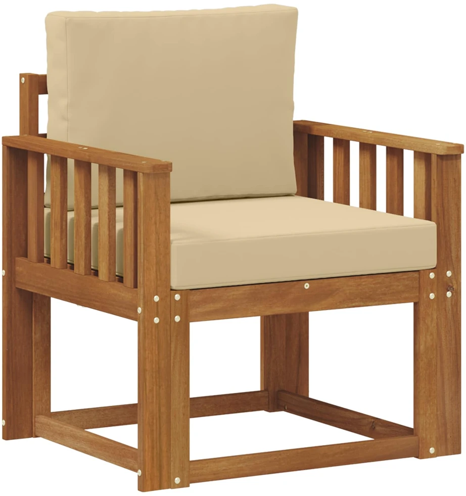 Lauko sofa Tvirta akacijos mediena ir poliesteris Natūrali
