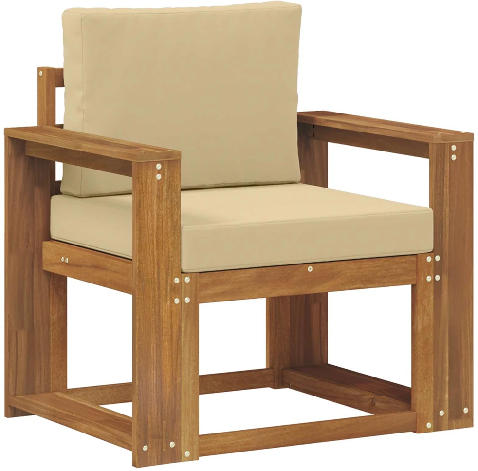 Lauko sofa Tvirta akacijos mediena ir poliesteris Natūrali
