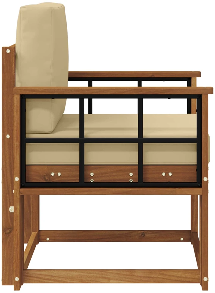 Lauko sofa Tvirta akacijos mediena ir poliesteris Natūrali