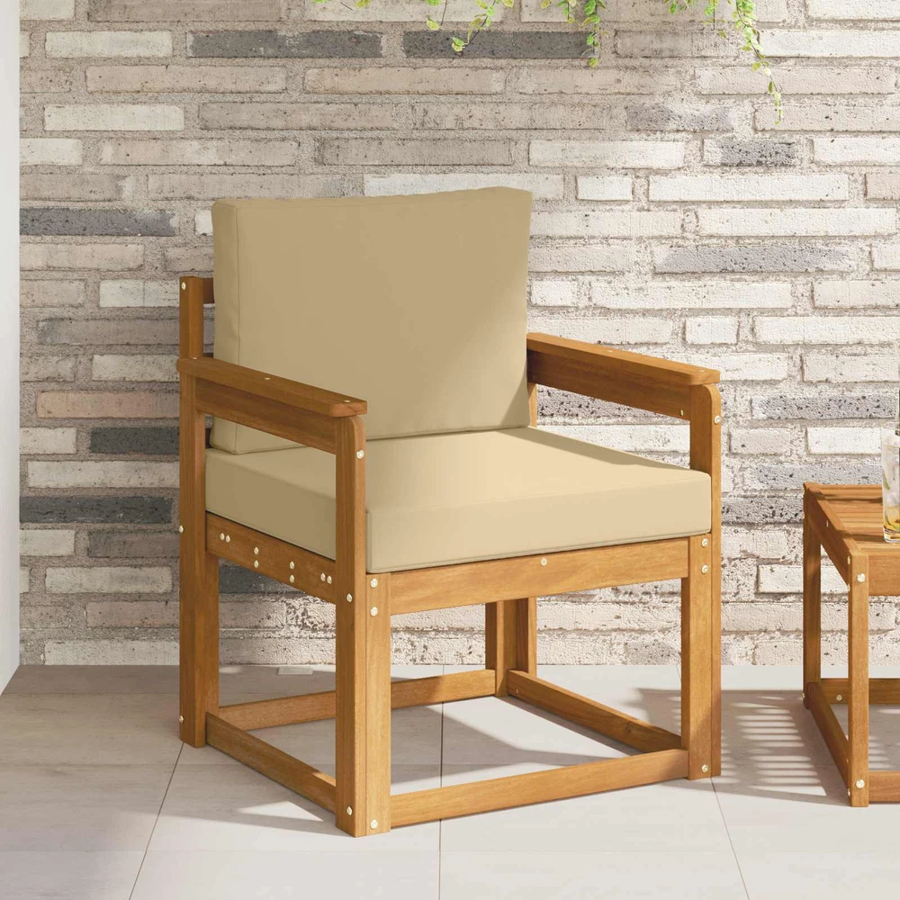 Lauko sofa Tvirta akacijos mediena ir poliesteris Natūrali