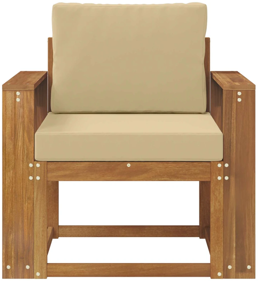 Lauko sofa Tvirta akacijos mediena ir poliesteris Natūrali