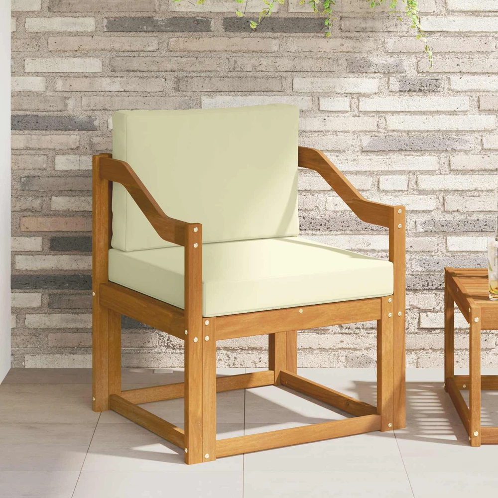 Lauko sofa Tvirta akacijos mediena ir poliesteris Natūrali