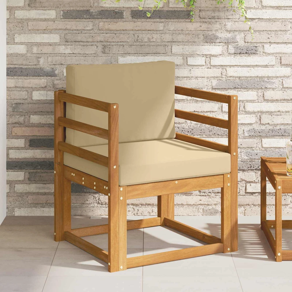 Lauko sofa Tvirta akacijos mediena ir poliesteris Natūrali