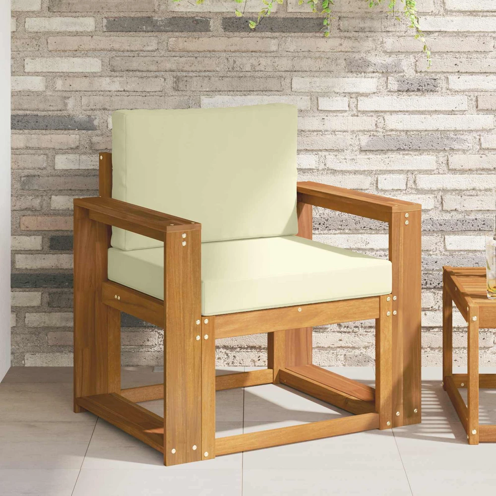 Lauko sofa Tvirta akacijos mediena ir poliesteris Natūrali