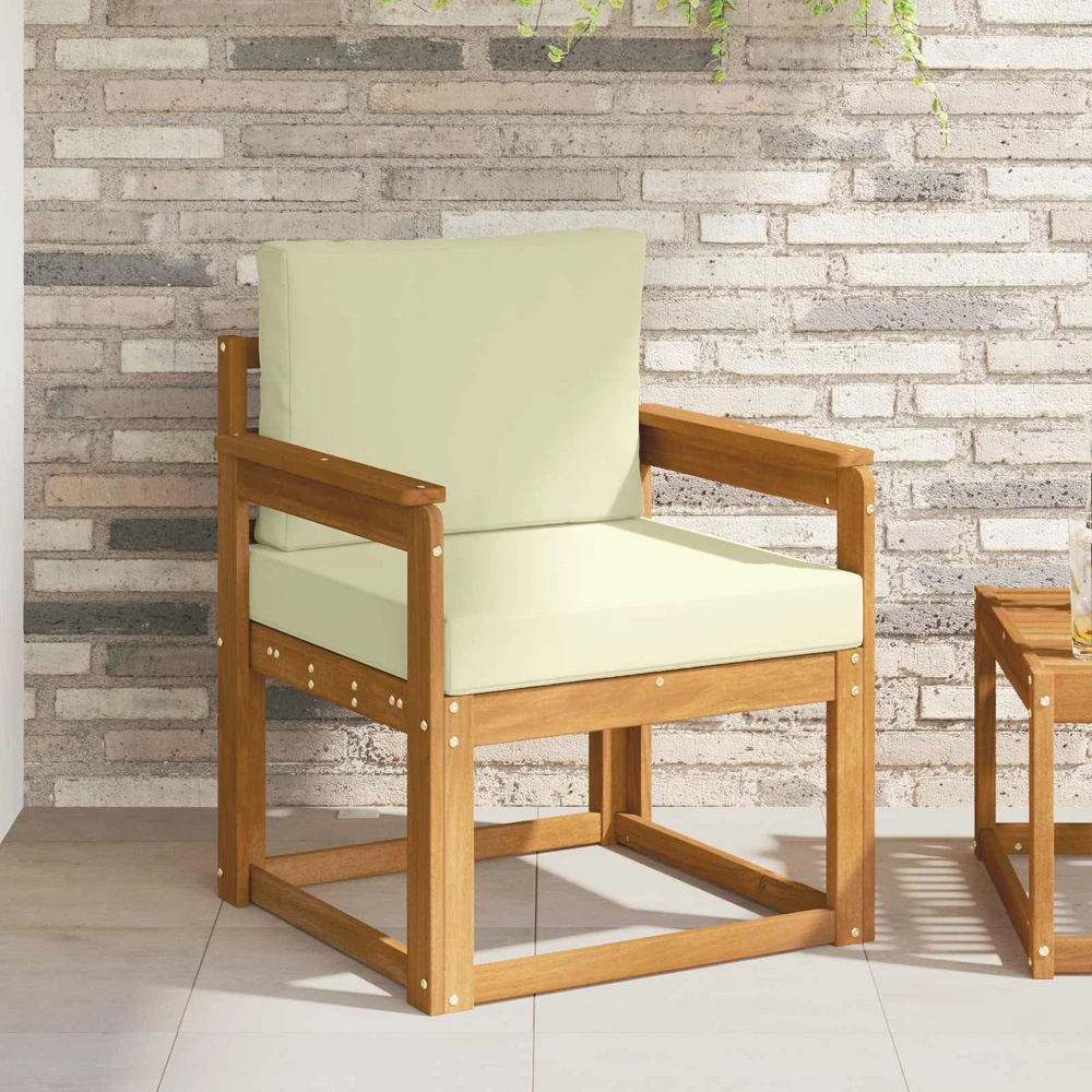 Lauko sofa Tvirta akacijos mediena ir poliesteris Natūrali