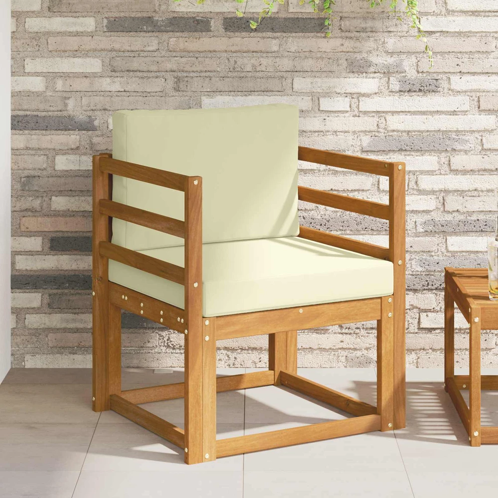 Lauko sofa Tvirta akacijos mediena ir poliesteris Natūrali