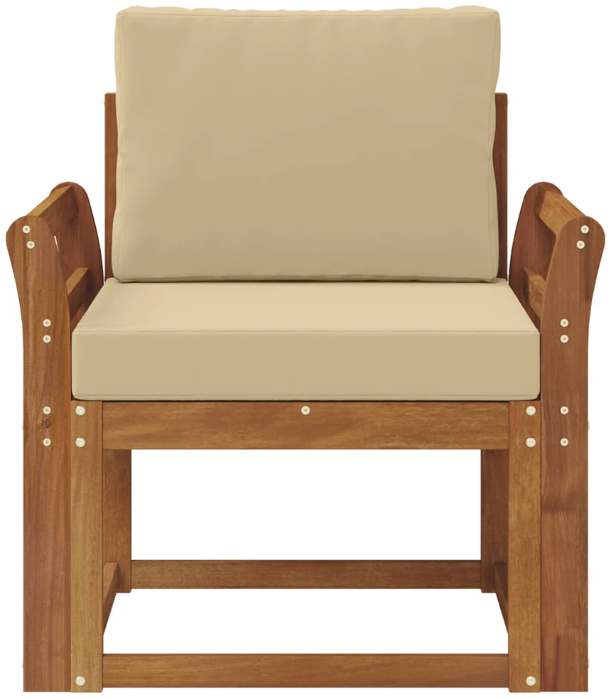 Lauko sofa Tvirta akacijos mediena ir poliesteris Natūrali
