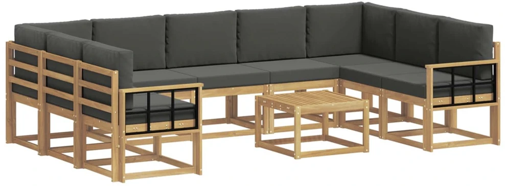 Lauko sofos komplektas 10 vnt. Balta ir antracito Poliesteris