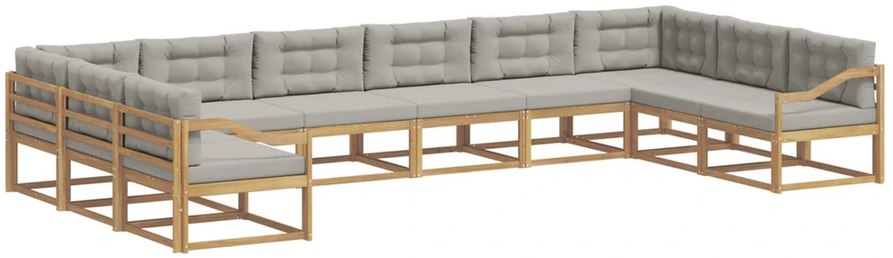 Lauko sofos komplektas 10 vnt. Balta ir šviesiai pilka