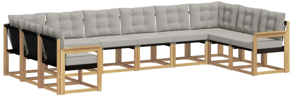 Lauko sofos komplektas 10 vnt. Balta ir šviesiai pilka