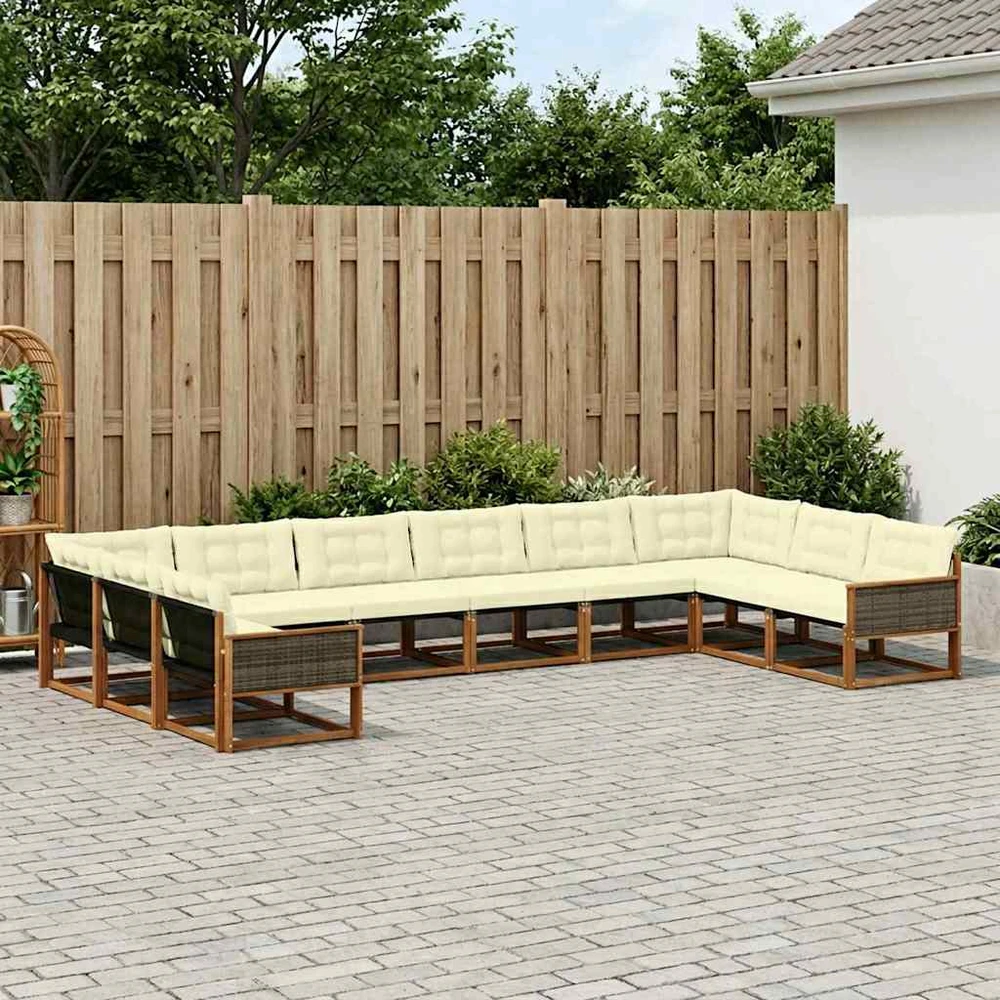 Lauko sofos komplektas 10 vnt. Natūralus ir grietinėlė