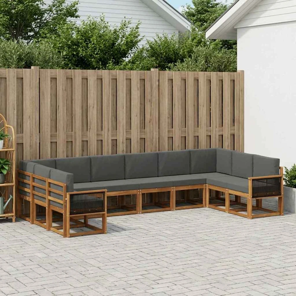 Lauko sofos komplektas 10 vnt. Natūralus ir antracitas