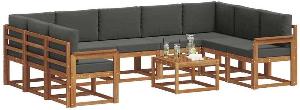 Lauko sofos komplektas 10 vnt. Natūralus ir antracitas