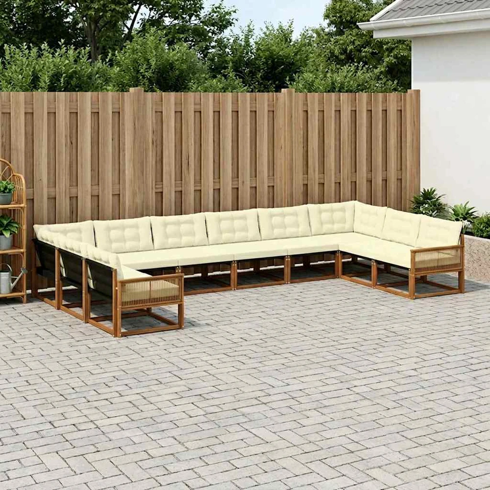 Lauko sofos komplektas 10 vnt. Natūralus ir grietinėlė