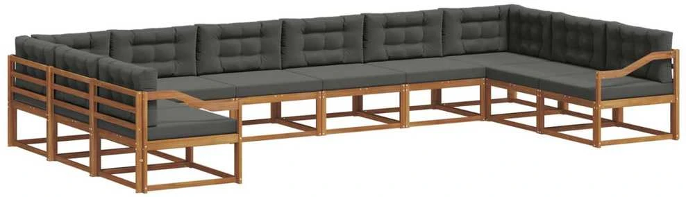 Lauko sofos komplektas 10 vnt. Natūralus ir antracitas