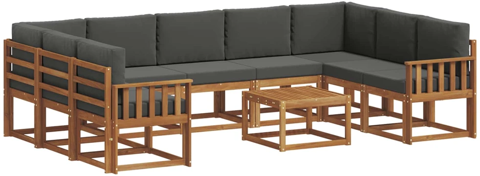 Lauko sofos komplektas 10 vnt. 9 vietos Natūralus ir antracitas